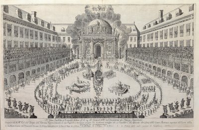 Ratsastusbaletti Wienin Hofburgin pihalla, 1667. tekijältä Unbekannt