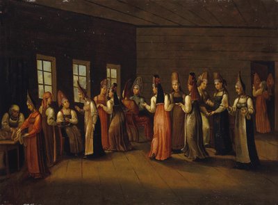 Hääjuhlat kauppiaiden talossa, 1800-luvun ensimmäinen neljännes tekijältä Unbekannt