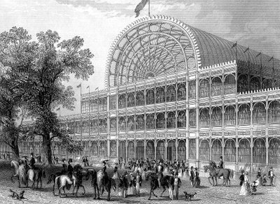 Lontoon Crystal Palacen pohjoinen poikkiristeä, rakennettu suurta näyttelyä varten, 1851 tekijältä Unbekannt