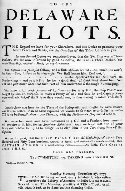 Faksimile julistuksesta teelaivasta, 1773 c1880 tekijältä Unbekannt