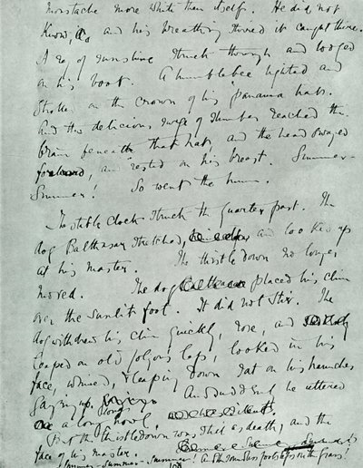 John Galsworthyn MS:n faksisivu Indian Summer of a Forsytelle, 1918, 1928. tekijältä Unbekannt