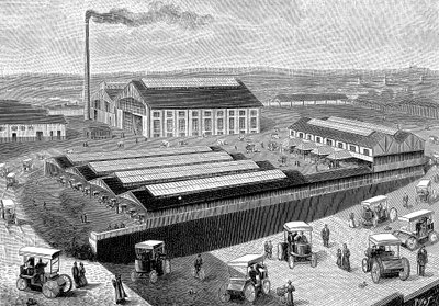 Sähköohjaamojen valmistus-, lataus- ja huoltotehdas, Aubervilliers, Ranska, 1899 tekijältä Unbekannt