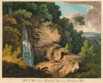 Fall of Water alas Hudswell Scarissa, lähellä Richmondia, Yorkissa, 1800-luvulla tekijältä Unbekannt