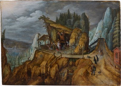 Upea kivinen maisema Pyhän Antoniuksen kiusauksella, 1600. tekijältä Unbekannt