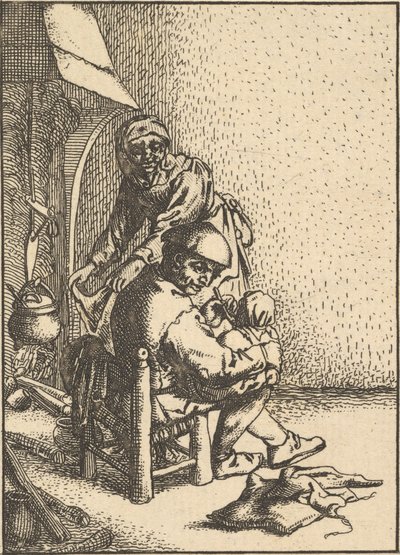 Isä ruokkimassa lastaan, 1610-85. tekijältä Unbekannt