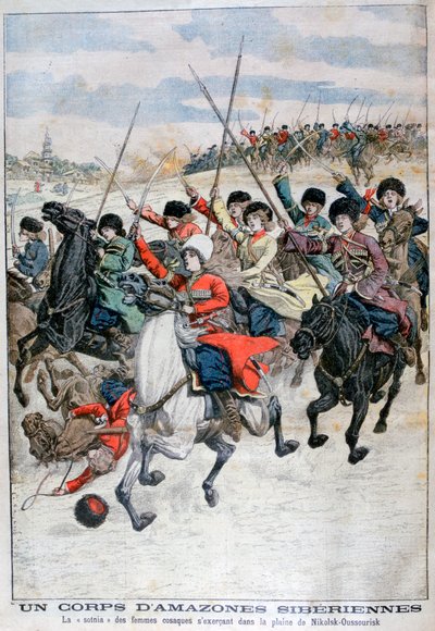 Naispuolinen Siperian kasakkojen ratsuväkijoukot, Venäjän ja Japanin sota, 1904 tekijältä Unbekannt