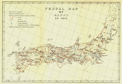 Japanin feodaalinen kartta vuosina 1615, 1903. tekijältä Unbekannt