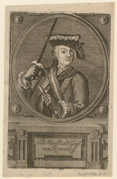 Kenttämarsalkka kreivi Pjotr Aleksandrovitš Rumjantsev-Zadunaiski, 1770 tekijältä Unbekannt