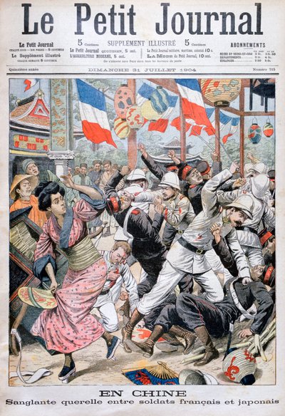 Taistelu ranskalaisten ja japanilaisten sotilaiden välillä Venäjän ja Japanin sodan aikana, Kiina, 1904 tekijältä Unbekannt
