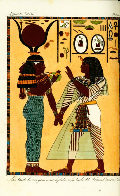 Giovanni Battista Belzoni löysi Egyptin jumalatar Hathorin ja kuningas Seti I:n haudasta Thebassa tekijältä Unbekannt