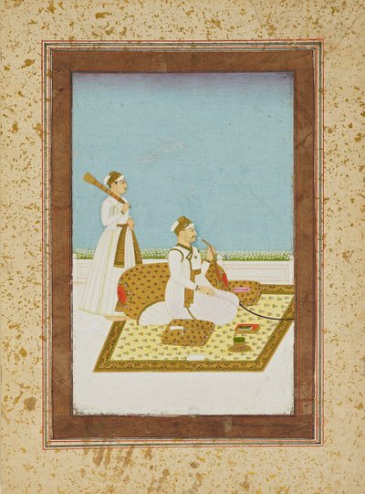 Figuuri terassilla vesipiippujen kanssa, 1700-1800-luku tekijältä Unbekannt