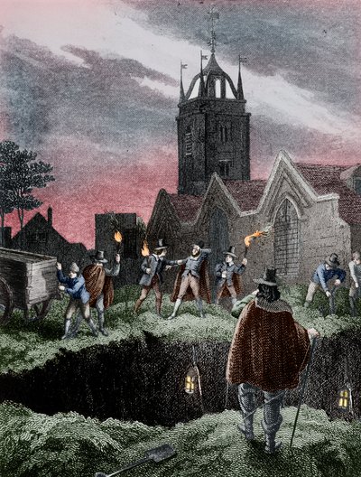 Joukkohaudan täyttäminen yöllä Lontoon ruton aikana, c1665 tekijältä Unbekannt