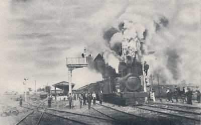 Ensimmäinen siirtokuntien välisen rautatien juna lähtee Kalgoorliesta, 1923. tekijältä Unbekannt