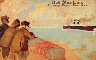 Kalastaja ja merimiehet katsomassa Red Star -merilaivaa, c1900. tekijältä Unbekannt