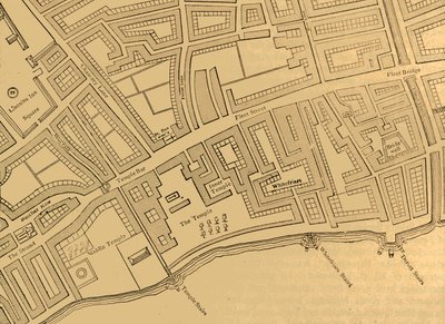 Fleet Street, Temple jne. Lontoon kartalta, julkaistu 1720, 1897. tekijältä Unbekannt