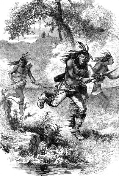 Amerikan alkuperäiskansojen lento uudisasukkaiden joukkomurhan jälkeen, 1600-luku c1880 tekijältä Unbekannt