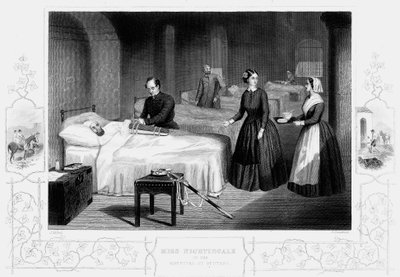Florence Nightingale Scutarin sairaalassa vuonna 1860 tekijältä Unbekannt