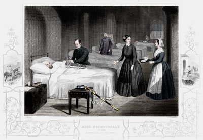 Florence Nightingale Scutarin sairaalassa vuonna 1860 tekijältä Unbekannt