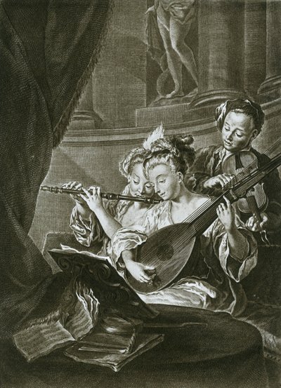Huilu, viulu ja chitarrone George Frederick Händel nuorena muusikkona Hampurissa 1700-luvulla tekijältä Unbekannt