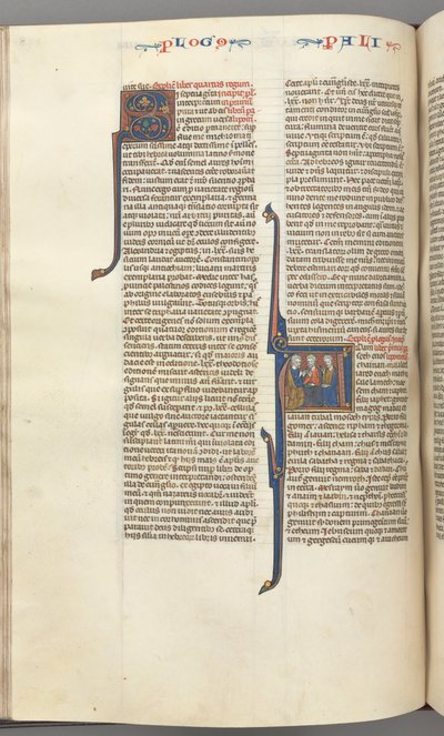 Fol. 148v, Chronicles I, historiallinen alkukirjain A, kolme Aadamin jälkeläistä, n. 1275-1300. tekijältä Unbekannt