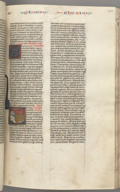 Fol. 190r,Tobit, historiallinen alkukirjain T, Tobit nukkumassa sängyssä, n. 1275-1300. tekijältä Unbekannt
