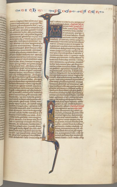 Fol. 199r, Esther, historiallinen alkukirjain, kaksi istuvaa mieshahmoa, n. 1275-1300. tekijältä Unbekannt