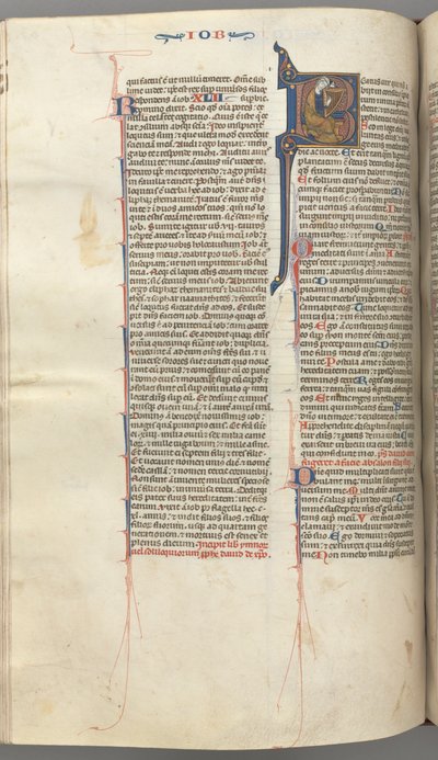 Fol. 214v, Psalmi 1, historiallinen alku 8, David harping, n. 1275-1300. tekijältä Unbekannt