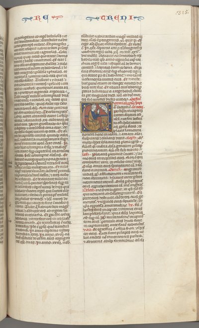 Fol. 315r, Valituslaulut, historiallinen alkukirjain E, polvistuva Jeremia rukoilemassa Jumalan rintakuvaa, n. 127 tekijältä Unbekannt