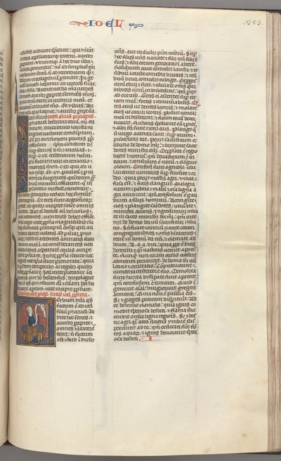 Fol. 353r, Joel, historiallinen alkukirjain V, Joel istuu kirjakäärön kanssa, Jumalan rintakuva yllä, n. 1275-1300. tekijältä Unbekannt