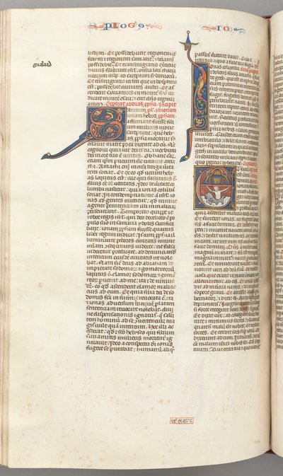 Fol. 357v, Joona, historiallinen alkukirjain E, valaan nielemä Joona, muurien ympäröimä kaupunki yllä, n. 1275- tekijältä Unbekannt