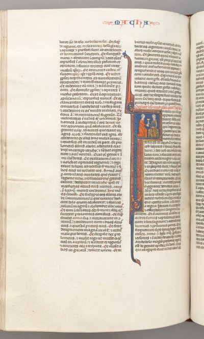 Fol. 382v, Maccabees II, historiallinen alkukirjain F, kultainen malja, joka esitettiin juutalaiselle, n. 1275-1300. tekijältä Unbekannt