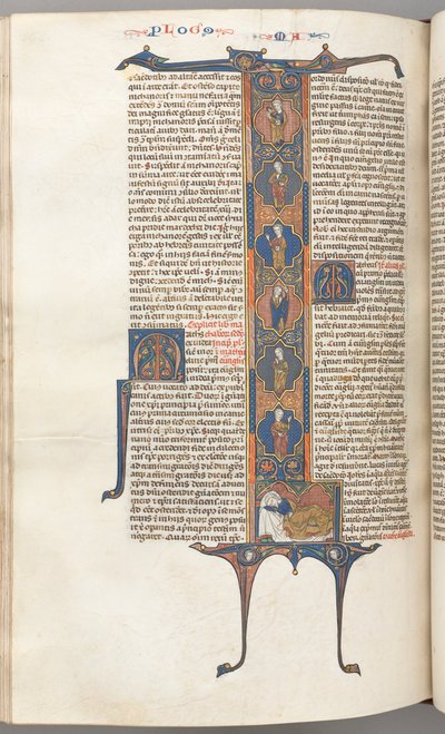 Fol. 391v, Matthew, täyspitkä historiallinen alkukirjain L, Jessen puu, nukkuva Jesse, n. tekijältä Unbekannt