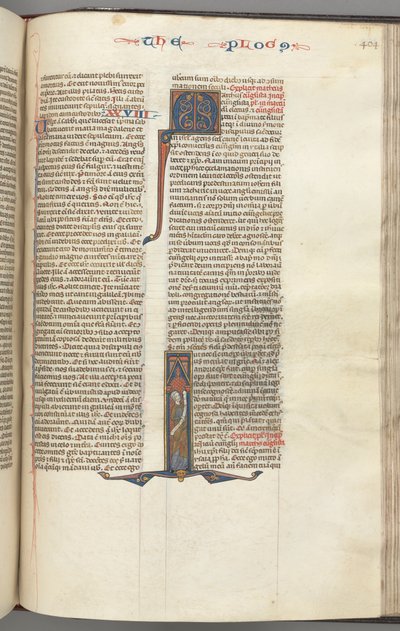 Fol. 404r, Markus, historiallinen alkukirjain I, Mark seisoo kirjakäärön kanssa, n. 1275-1300. tekijältä Unbekannt