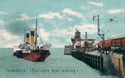 Folkestone Boulogne -vene lähtee, c1905 tekijältä Unbekannt