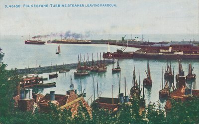 Folkestone: Turbine Steamer Leaving Harbour, 1800-luvun loppu - 1900-luvun alku tekijältä Unbekannt