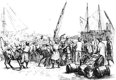 Ruokaa joukkoille: maihinnousukarja Port Saidissa, c1882 tekijältä Unbekannt