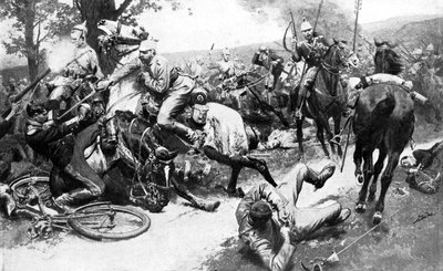 Ranskan ratsuväki hyökkää saksalaisia joukkoja vastaan, ensimmäinen maailmansota, 1914 tekijältä Unbekannt
