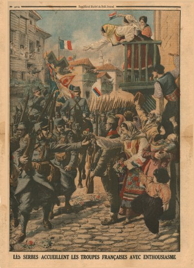 Serbit ottavat innostuneesti vastaan ranskalaiset joukot, 1915. tekijältä Unbekannt
