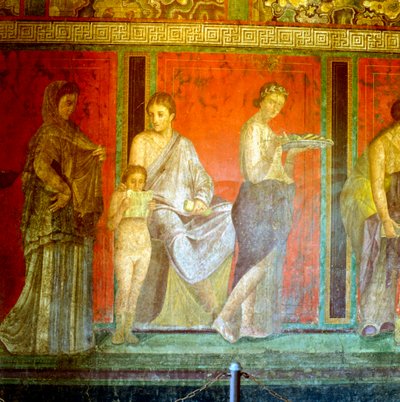 Fresko mysteerien huvilasta, Pompejista, Italiasta, 1. vuosisadalla eKr. - 1. vuosisadalla jKr. tekijältä Unbekannt