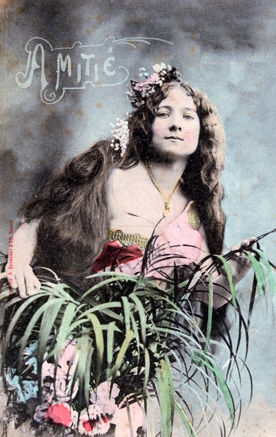 Ystävyys, vanha ranskalainen postikortti, c1900 tekijältä Unbekannt