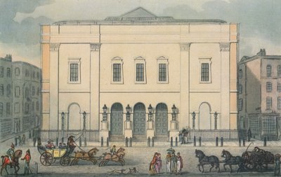 Etunäkymä Theatre Royalista, Drury Lane, Westminster, Lontoo, 1812 tekijältä Unbekannt