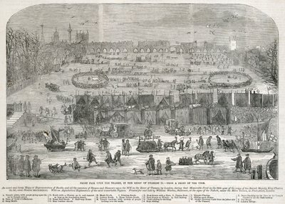 "Frost Fair on the Thames in the Reign of Charles II", Lontoo, 1683 tekijältä Unbekannt