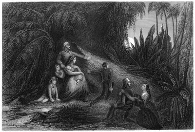 Karenneet upseerit perheineen piiloutumassa viidakkoon, 1857, c1860 tekijältä Unbekannt