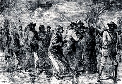 Karenneet orjat pakenivat Marylandista Delawareen maanalaista rautatietä pitkin, 1850-1851 tekijältä Unbekannt
