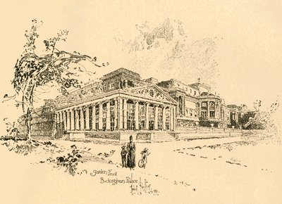 Puutarha edessä, Buckinghamin palatsi, Westminster, Lontoo, c1890. tekijältä Unbekannt