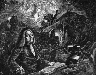 George Frideric Händel 1685-1759 säveltämässä Messiasta, 1700-luku tekijältä Unbekannt