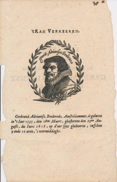 Gerbrand Adriaensz. Bredero 1585-1618 tekijältä Unbekannt