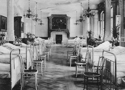 Saksalainen sairaalan asuntola sotilaille, Frankfurt am Main, Saksa, Ensimmäinen maailmansota, 1915 tekijältä Unbekannt