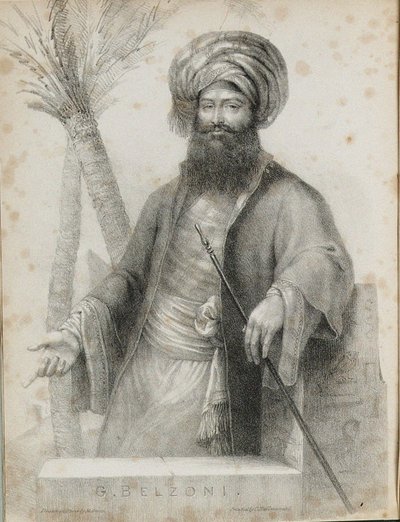 Giovanni Battista Belzoni 1778-1823 Frontispiece elokuvasta Narrative of the Operations ja Recent Disco tekijältä Unbekannt
