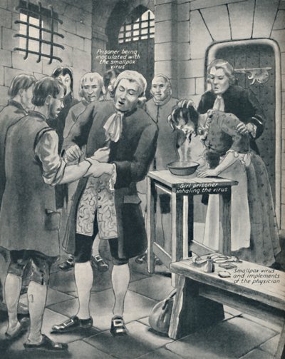 Isorokon antaminen vangeille vankiloissa, 1700-luvun loppu, n. 1934 tekijältä Unbekannt